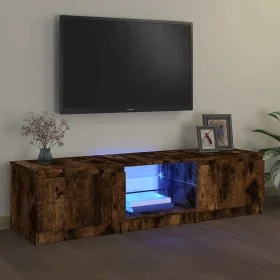 Mueble de TV con luces LED roble ahumado