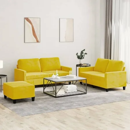 Juego de sofás con cojines 3 piezas terciopelo amarillo | Foro24.es | Tu tienda online para hogar, jardín y más Foro24.es