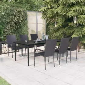 Juego de comedor para jardín 7 piezas negro by , Garden sets - Ref: Foro24-3099381, Price: 544,52 €, Discount: -5%%