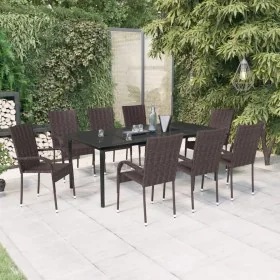Juego de comedor para jardín 9 piezas marrón y negro de , Conjuntos de jardín - Ref: Foro24-3099388, Precio: 659,57 €, Descue...