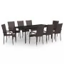 Juego de comedor para jardín 9 piezas marrón y negro by , Garden sets - Ref: Foro24-3099388, Price: 673,99 €, Discount: -5%%