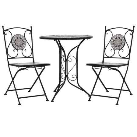 Set mesa y sillas bistró mosaico 3 pzas baldosa cerámica gris by , Garden sets - Ref: Foro24-279690, Price: 260,32 €, Discoun...