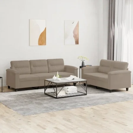 Juego de sofás con cojines 2 piezas tela microfibra taupe von , Sofas - Ref: Foro24-3202338, Preis: 601,37 €, Rabatt: -5%%