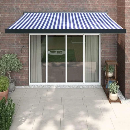 Toldo retráctil aluminio y tela azul y blanco 3x2,5 m von , Markisen - Ref: Foro24-3154546, Preis: 435,41 €, Rabatt: -5%%