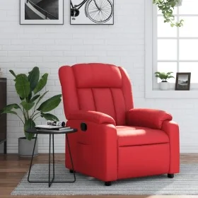 Sillón reclinable de cuero sintético rojo