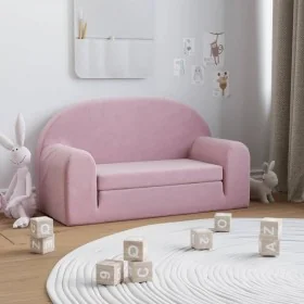 Sofá cama para niños de 2 plazas felpa suave rosa von , Baby- und Kleinkindmöbel - Ref: Foro24-357027, Preis: 70,77 €, Rabatt...