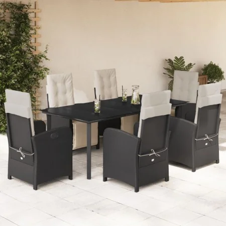 Set de comedor de jardín 7 pzas y cojines ratán sintético negro von , Gartensets - Ref: Foro24-3212526, Preis: 1,00 €, Rabatt...