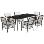 Set de comedor de jardín 7 pzas y cojines ratán sintético negro | Foro24.es | Tu tienda online para hogar, jardín y más Foro24.es