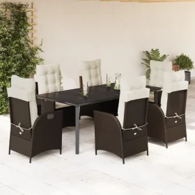 Set comedor de jardín 7 pzas con cojines ratán sintético marrón de , Conjuntos de jardín - Ref: Foro24-3213211, Precio: 1,00 ...