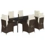 Set comedor de jardín 7 pzas con cojines ratán sintético marrón de , Conjuntos de jardín - Ref: Foro24-3213211, Precio: 1,00 ...