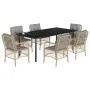 Set comedor de jardín 7 pzas con cojines ratán sintético beige | Foro24.es | Tu tienda online para hogar, jardín y más Foro24.es