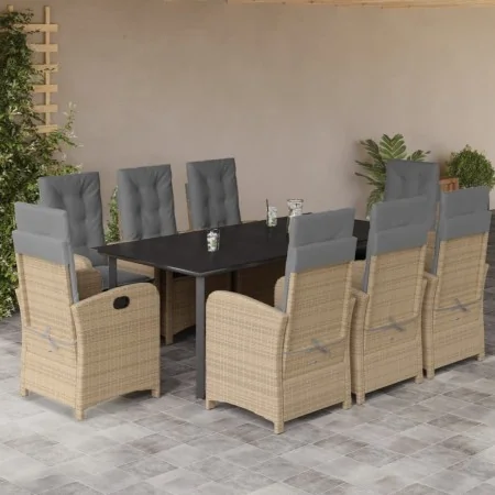 Set comedor de jardín 9 pzas con cojines ratán sintético beige by , Garden sets - Ref: Foro24-3212409, Price: 1,00 €, Discoun...