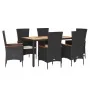 Set de comedor de jardín 7 pzas y cojines ratán sintético negro by , Garden sets - Ref: Foro24-3277512, Price: 684,07 €, Disc...
