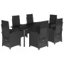 Set de comedor de jardín 7 pzas y cojines ratán sintético negro von , Gartensets - Ref: Foro24-3212327, Preis: 974,46 €, Raba...