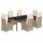 Set comedor de jardín 7 pzas con cojines ratán sintético beige von , Gartensets - Ref: Foro24-3213251, Preis: 1,00 €, Rabatt:...