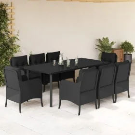 Set de comedor de jardín 9 pzas y cojines ratán sintético negro by , Garden sets - Ref: Foro24-3211933, Price: 988,50 €, Disc...