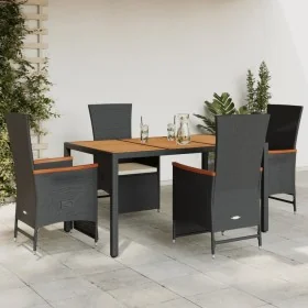 Set de muebles jardín 5 pzas con cojines ratán sintético negro de , Conjuntos de jardín - Ref: Foro24-3277510, Precio: 648,10...