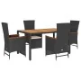 Set de muebles jardín 5 pzas con cojines ratán sintético negro de , Conjuntos de jardín - Ref: Foro24-3277510, Precio: 648,10...