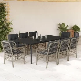 Set comedor de jardín 9 pzas cojines ratán sintético gris claro de , Conjuntos de jardín - Ref: Foro24-3212179, Precio: 1,00 ...