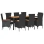 Set de comedor de jardín 9 pzas y cojines ratán sintético negro von , Gartensets - Ref: Foro24-3277519, Preis: 905,61 €, Raba...