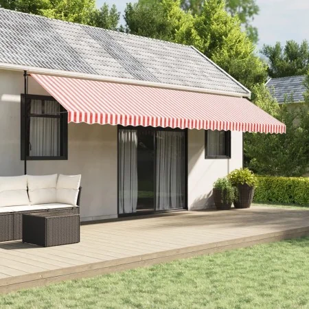 Tela de repuesto de toldo rayas rojas y blancas 6x3,5 m de , Toldos - Ref: Foro24-367723, Precio: 88,06 €, Descuento: -5%%