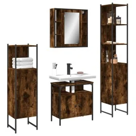 Set de muebles de baño 4 piezas madera contrachapada roble humo von , Badezimmermöbel - Ref: Foro24-3214767, Preis: 239,58 €,...