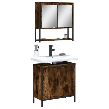 Set de muebles baño 2 pzas madera contrachapada roble ahumado | Foro24.es | Tu tienda online para hogar, jardín y más Foro24.es
