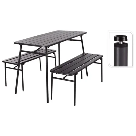 ProGarden Juego de mesa y banco de jardín de 3 piezas acero gris | Foro24.es | Tu tienda online para hogar, jardín y más Foro24.es