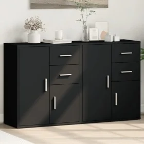 Aparador de madera de ingeniería 2 uds negro 60x31x70 cm by , Sideboards - Ref: Foro24-3276561, Price: 167,84 €, Discount: -5%%