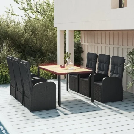 Set de comedor de jardín 7 pzas y cojines ratán sintético negro by , Garden sets - Ref: Foro24-3157601, Price: 1,00 €, Discou...