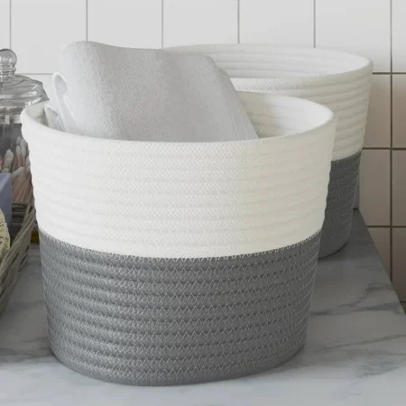 Cestas de almacenaje 2 uds algodón gris y blanco Ø24x18 cm by , Baskets - Ref: Foro24-358453, Price: 23,41 €, Discount: -5%%
