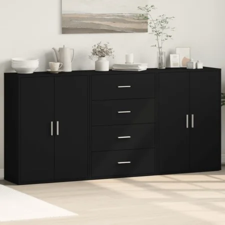 Aparadores 3 unidades madera de ingeniería negro 60x31x84 cm by , Sideboards - Ref: Foro24-3276575, Price: 244,18 €, Discount...