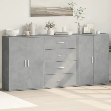 Aparadores 3 uds madera de ingeniería gris hormigón 60x31x84 cm by , Sideboards - Ref: Foro24-3276577, Price: 212,73 €, Disco...