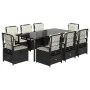 Set de comedor de jardín 9 pzas y cojines ratán sintético negro by , Garden sets - Ref: Foro24-3262970, Price: 956,77 €, Disc...