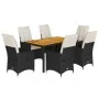 Set de comedor de jardín 7 pzas y cojines ratán sintético negro | Foro24.es | Tu tienda online para hogar, jardín y más Foro24.es