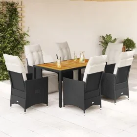 Set de comedor de jardín 7 pzas y cojines ratán sintético negro by , Garden sets - Ref: Foro24-3276858, Price: 787,29 €, Disc...