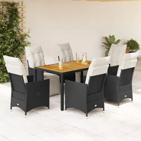 Set de comedor de jardín 7 pzas y cojines ratán sintético negro von , Gartensets - Ref: Foro24-3276858, Preis: 787,29 €, Raba...