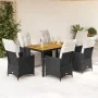 Set de comedor de jardín 7 pzas y cojines ratán sintético negro von , Gartensets - Ref: Foro24-3276858, Preis: 787,29 €, Raba...