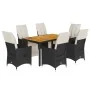 Set de comedor de jardín 7 pzas y cojines ratán sintético negro von , Gartensets - Ref: Foro24-3276858, Preis: 787,29 €, Raba...