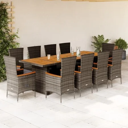 Set de comedor de jardín 11 pzas y cojines ratán sintético gris von , Gartensets - Ref: Foro24-3277550, Preis: 1,00 €, Rabatt...
