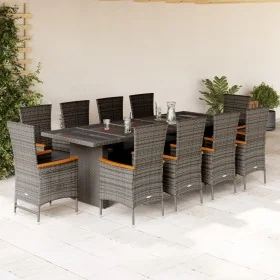 Set de comedor de jardín 11 pzas y cojines ratán sintético gris by , Garden sets - Ref: Foro24-3277559, Price: 1,00 €, Discou...