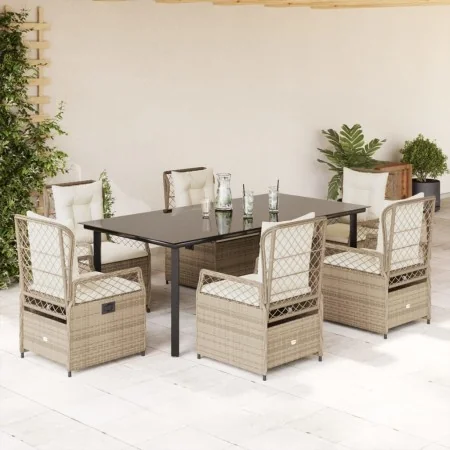 Set comedor de jardín 7 pzas con cojines ratán sintético beige by , Garden sets - Ref: Foro24-3263025, Price: 824,77 €, Disco...