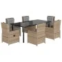 Set comedor de jardín 7 pzas con cojines ratán sintético beige by , Garden sets - Ref: Foro24-3262880, Price: 860,43 €, Disco...