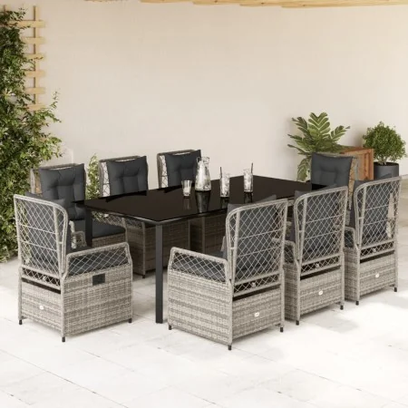 Set comedor jardín 9 pzas y cojines ratán sintético gris by , Garden sets - Ref: Foro24-3262998, Price: 979,30 €, Discount: -5%%