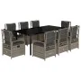 Set comedor jardín 9 pzas y cojines ratán sintético gris by , Garden sets - Ref: Foro24-3262998, Price: 979,30 €, Discount: -5%%