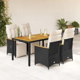 Mesita y sillas jardín 5 pzas y cojines ratán sintético negro by , Garden sets - Ref: Foro24-3276961, Price: 609,27 €, Discou...
