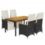 Mesita y sillas jardín 5 pzas y cojines ratán sintético negro von , Gartensets - Ref: Foro24-3276961, Preis: 622,25 €, Rabatt...