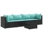 Set de muebles de jardín 5 pzas y cojines ratán sintético negro de , Conjuntos de jardín - Ref: Foro24-3308012, Precio: 327,9...