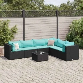 Set de muebles de jardín y cojines 7 pzas ratán sintético negro de , Conjuntos de jardín - Ref: Foro24-3308148, Precio: 487,7...