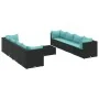 Set de muebles de jardín 9 pzas y cojines ratán sintético negro von , Gartensets - Ref: Foro24-3308044, Preis: 643,88 €, Raba...